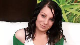 Raven haired amateur cock sucker swallows 8 inches