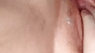 Creamy, hair, pussy spread