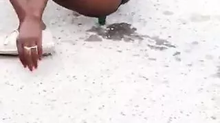 Jamaican girl fucking  with a bear bottle