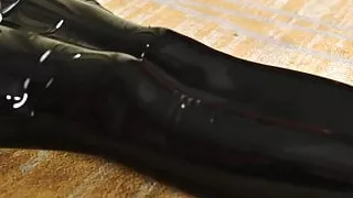 latex girl - two layers - latex hood breathplay and sleeping bag