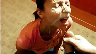 Massive cum in mouth and face ..... swallow