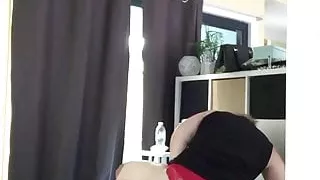 Mandy riding cock in red panties