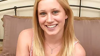 Cute blonde amateur teen swallows a meat rope