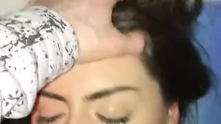 facefuck and blowjob  on bed in a sweater