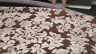 Horny step mom changing thongs in front of step son