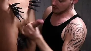 Blond twink sub tormented with Skylar Blu all over his body