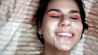 Cute Brunette Blowjob Huge Dick Guy On Cam