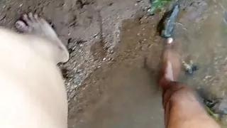 Daddy’s Best Friend Fucking My Step Mom Outdoors Near a Public Pond