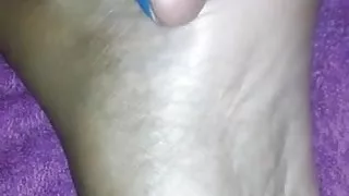 Cum on Indian wife's soles and toes at night