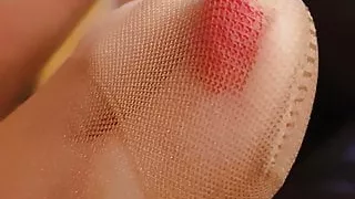 I went red...Close up of the toes of NylonTeazer