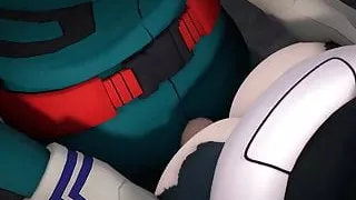 Izuku and Uraraka cum hard