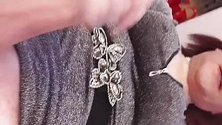 TGirl Lucy wanking her big hard cock