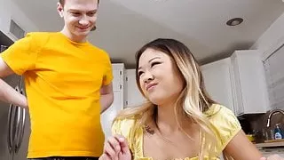 Cute Asian Teen Lulu Chu Swallows Stepbrother's Cock