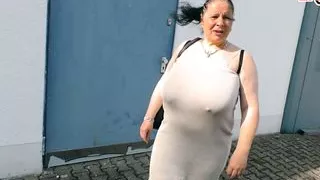 German fat mother with monster natural boobs seduced guy