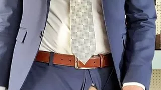 Daddy taking of his clothes and paying with his monster cock