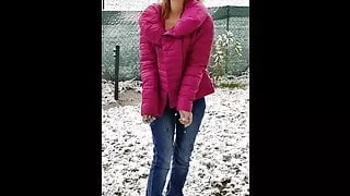 topless outdoors with snow