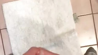Hairy bear cums on floor