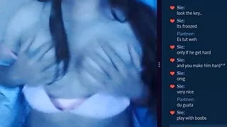 Mexican girl show boobs, chastity cock cage, release, no cum