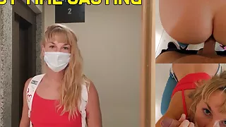 Blonde’s first orgasm at porn casting