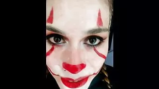 Halloween IT cosplay, deep throat and cum swallow!!!!