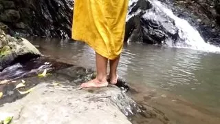 Fucking my married stepcousin under waterfall – public sex