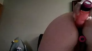 Wife Double Penetrates self with toys