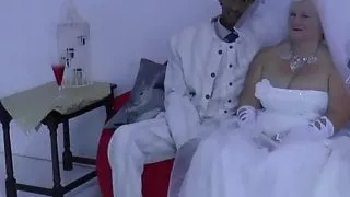 Granny bride gets oral before riding