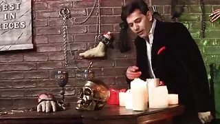 Busty blonde spitroasted in threesome