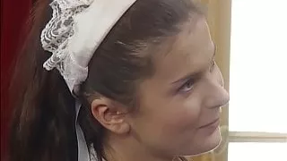 Maid Nicole pleases guests with every hole, upscaled to 4K