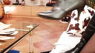 Footjob in Boots