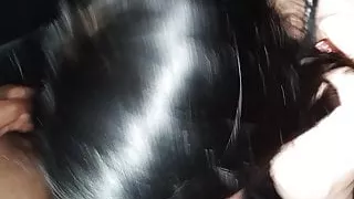 Back seat head from young latina