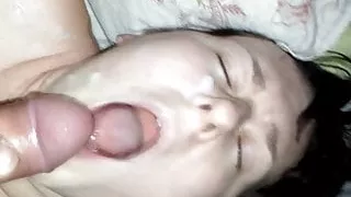 Handjob and cum facial
