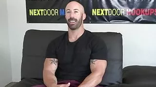 Ripped straight wolf masturbates at casting