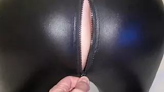 UK MILF in catsuit in perfect buttplug reveal