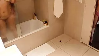 my bestie and her boyfriend in the shower