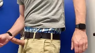 Jerking off my super hard, cut cock in the bathroom and cum