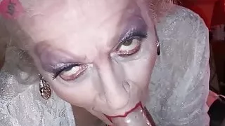 Joy deep throats my cock and gets a cum facial