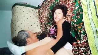 Amateur Asian old couple