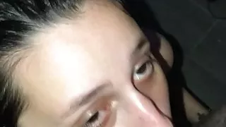 Young hot wife giving hard working husband blowjob