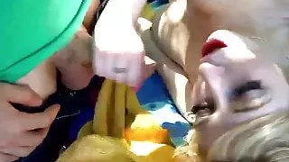 She softened the blonde sitting on the street