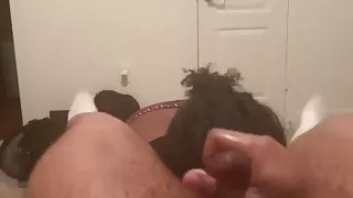 My slave suffering between my thighs