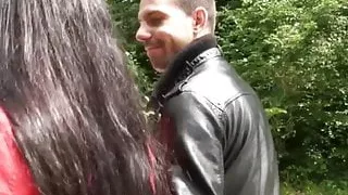 Jade takes anal in stockings in the woods again