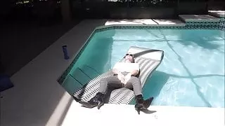 wet leather pants in the pool