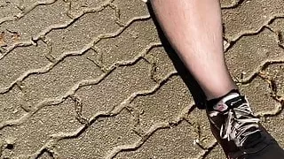 Walk in black Pantyhose and Hotpants