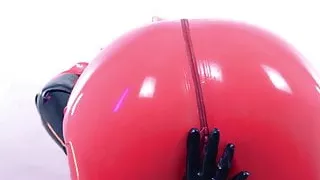 Latex Catsuit, Rubber Fetish Video Black and Red Fetisch