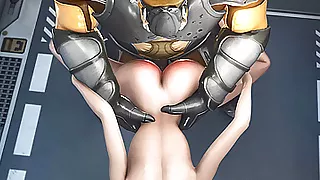 Super hot sexy girl has hard anal sex with alien monster