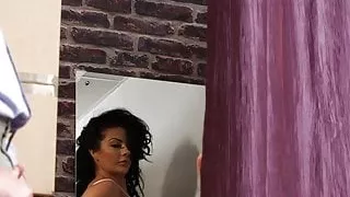 Mistress tries on bras and panties