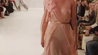 Nathalie Emmanuel modeling on the runway