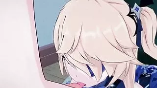 Fischl swallows a load of cum before getting side fucked.