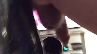 Riding a huge thick 14 inch black dildo 3 inch in diameter